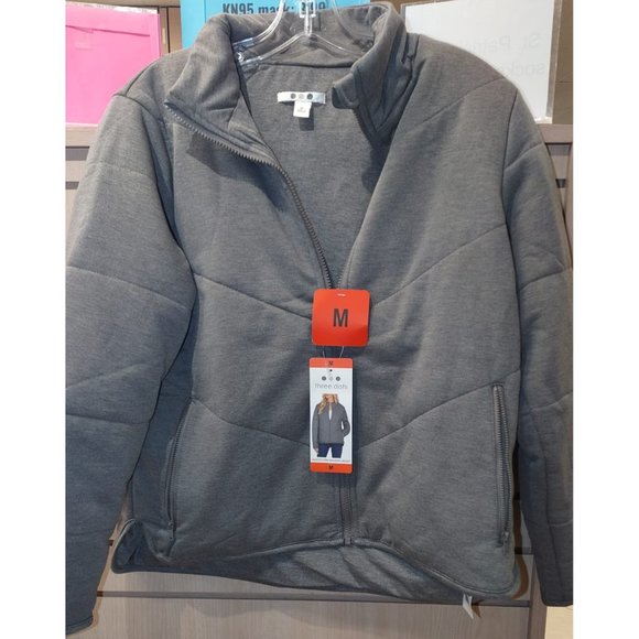 Three Dots Women Quilted Step Hem Knit Jacket-- Heather Pavement - Picture 5 of 8